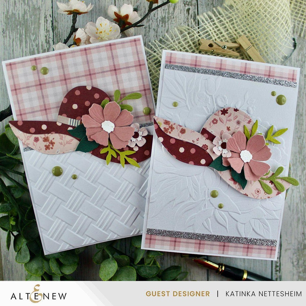 Altenew Natural Wicker Pattern 3D Embossing Folder alt8914 summer hats