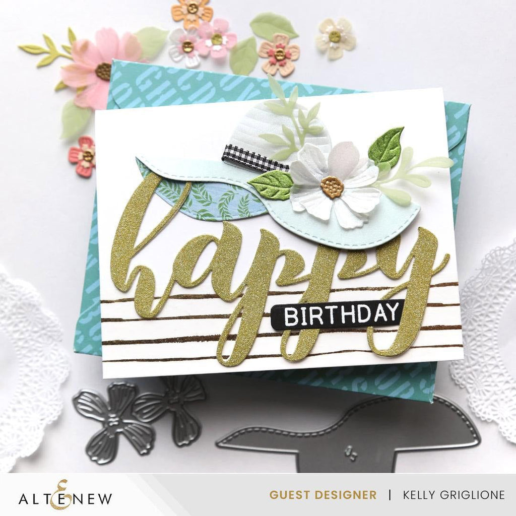 Altenew Lovely Floral Hat Dies alt8912 happy birthday