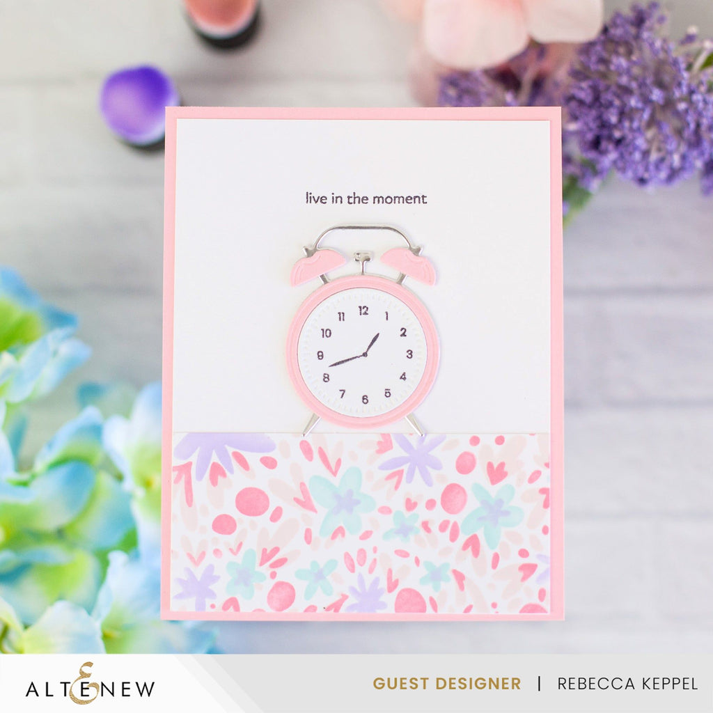 Altenew Mini Delight Live in the Moment Stamp and Die Set alt10220bn clock