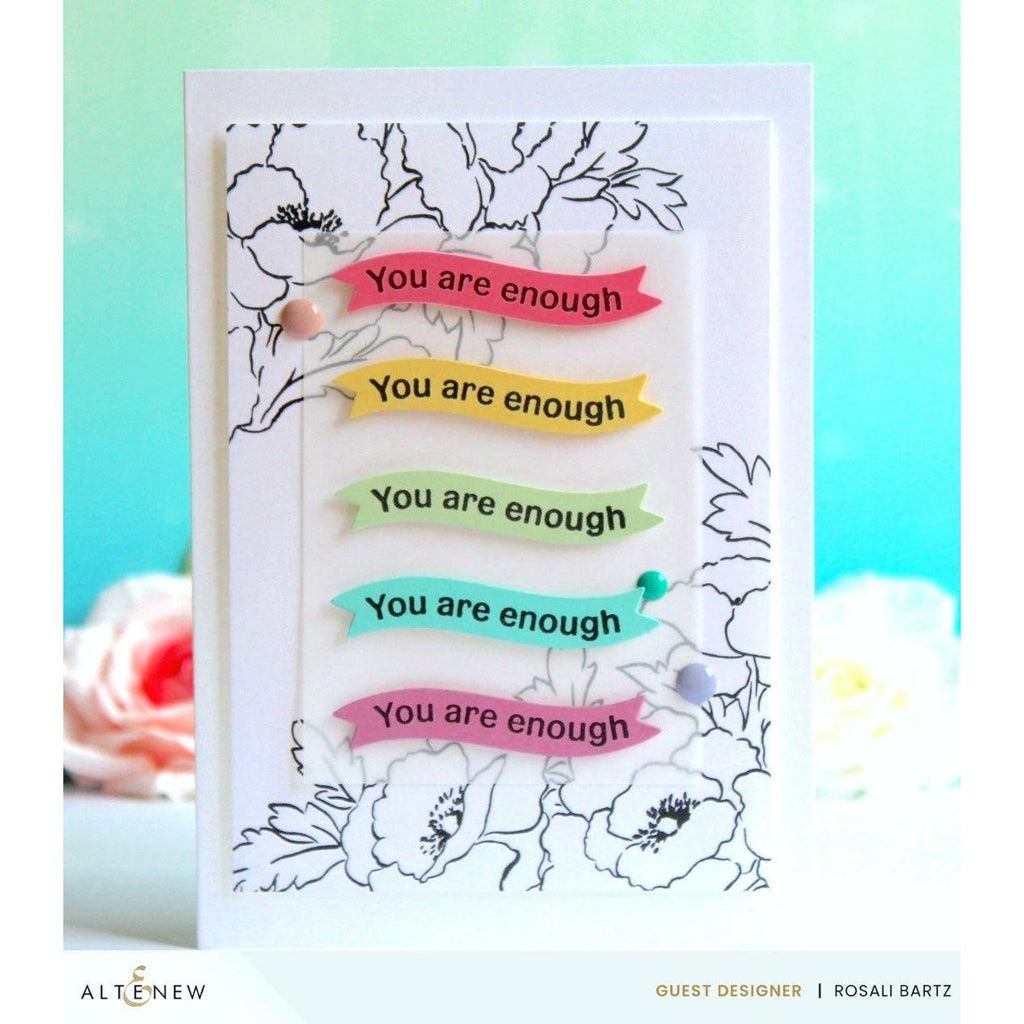 Altenew One-Go Words and Banners Clear Stamps alt10042 you are enough