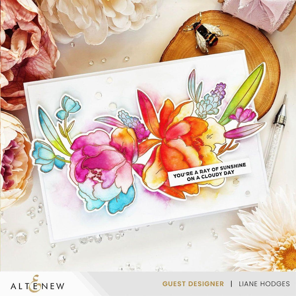 Altenew Peony and Lilac Swag Clear Stamps alt10145 ray of sunshine