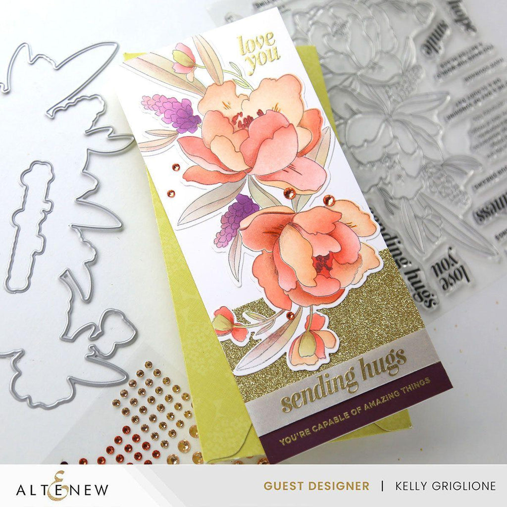 Altenew Peony and Lilac Swag Clear Stamps alt10145 sending hugs