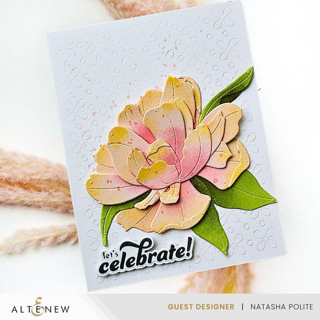 Altenew Celebration Sentiments Press Plate and Die Set let's celebrate