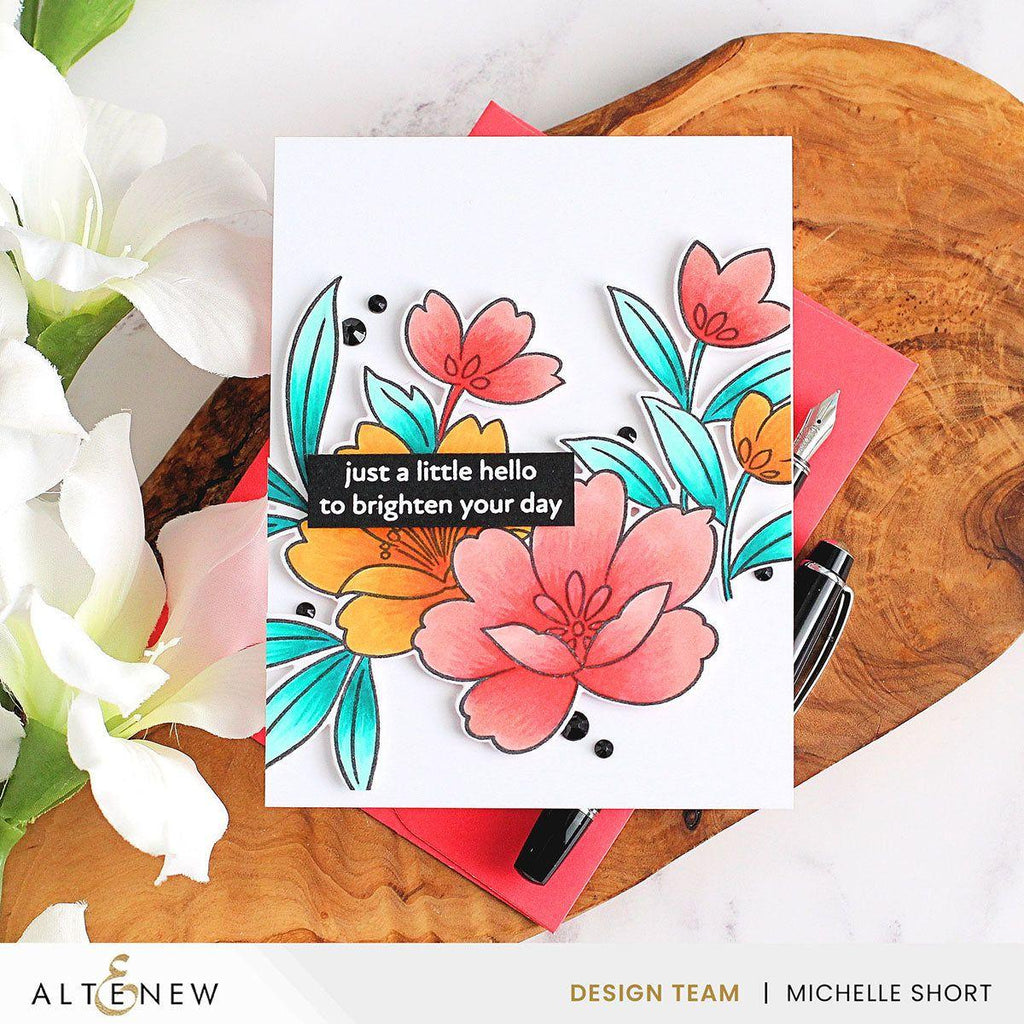 Altenew Playful Flowers Clear Stamp and Die Set a little hello