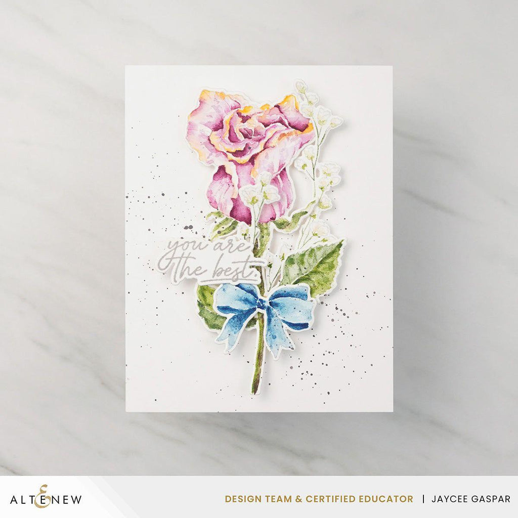 Altenew Rustic Rose Clear Stamps alt8919 watercolor rose