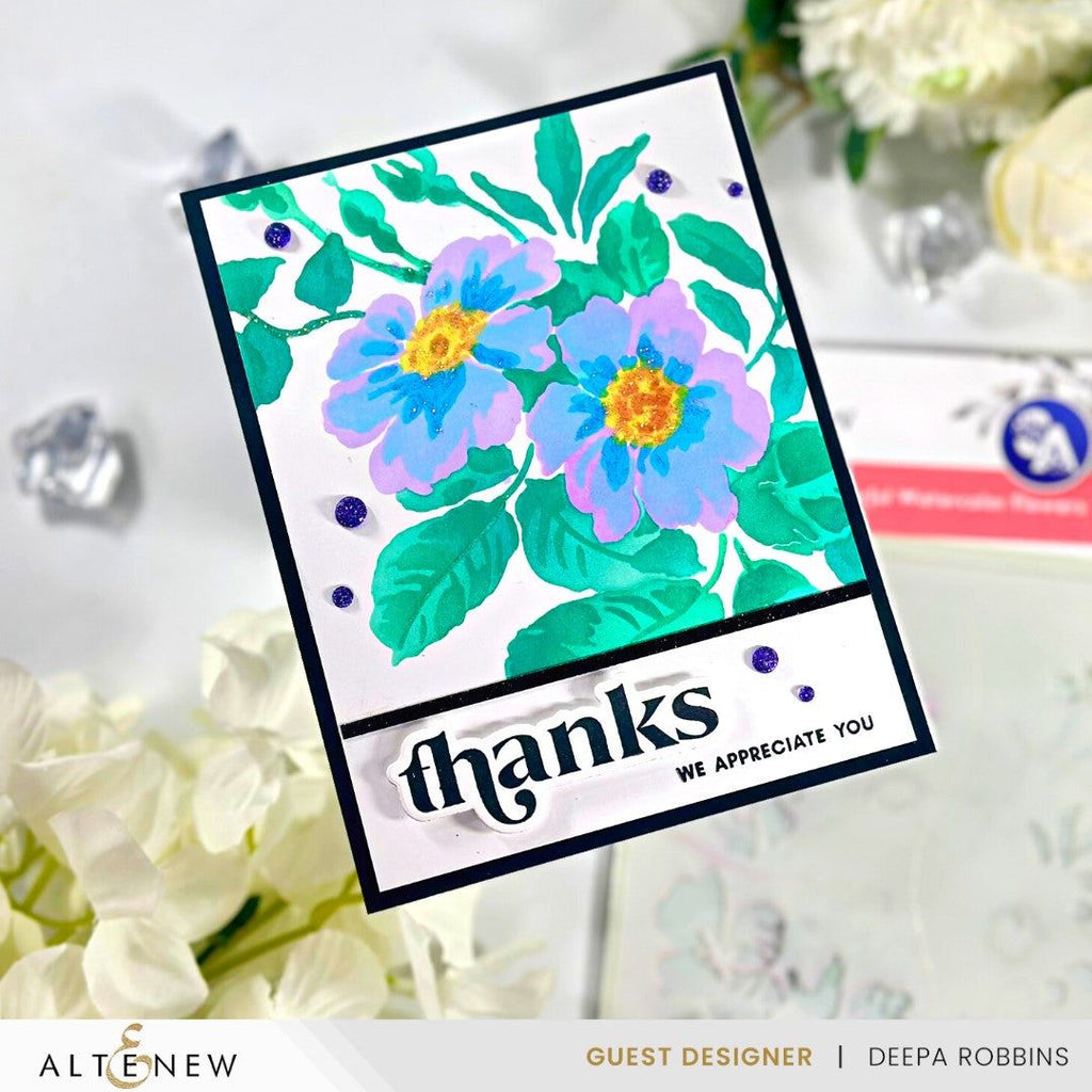 Altenew Stencil Art Playful Watercolor Flowers Layering Stencils alt8693 thanks