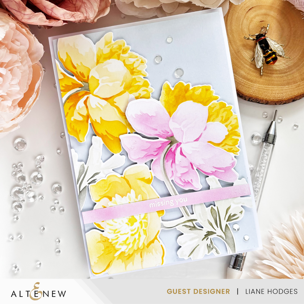 Altenew Stencil Art White Cap Peonies Add-On Die alt10229 missing you