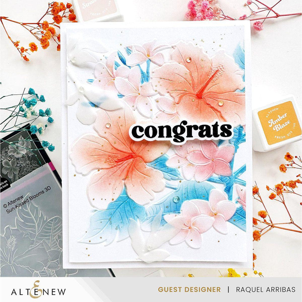 Altenew Sun-Kissed Blooms Simple Coloring Stencils alt10178 congrats