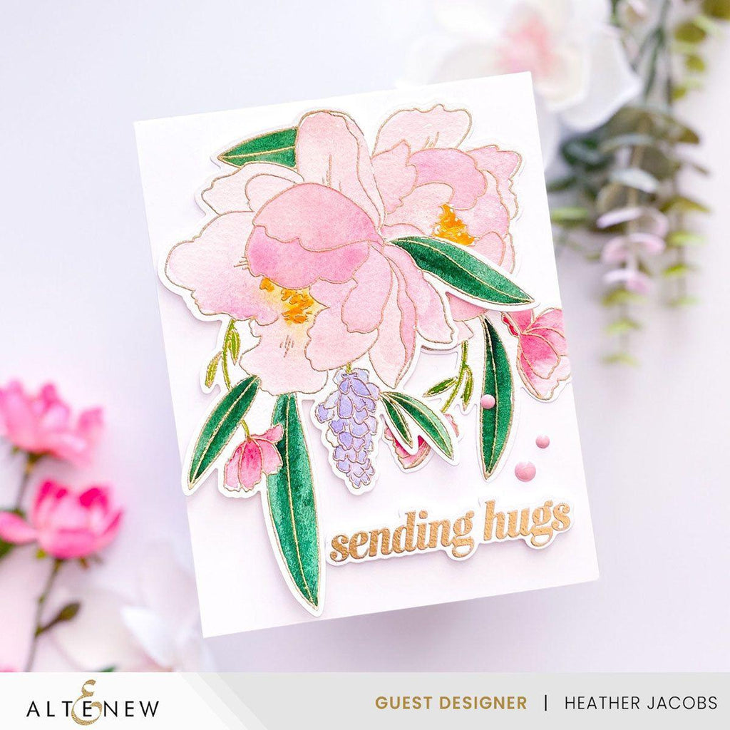 Altenew Peony and Lilac Swag Clear Stamps alt10145 sending hugs