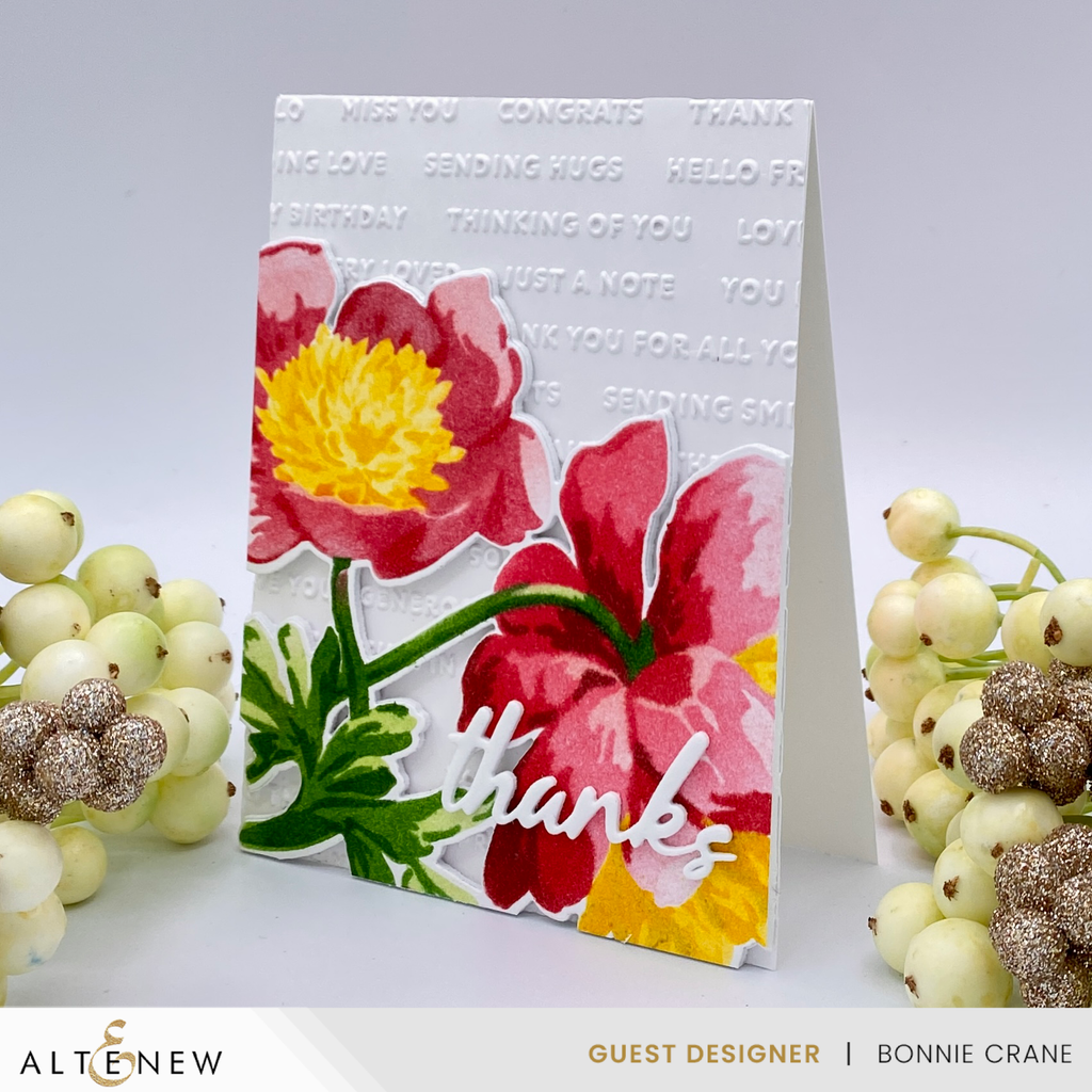 Altenew Stencil Art White Cap Peonies Stencils and Add-on Die Set thanks