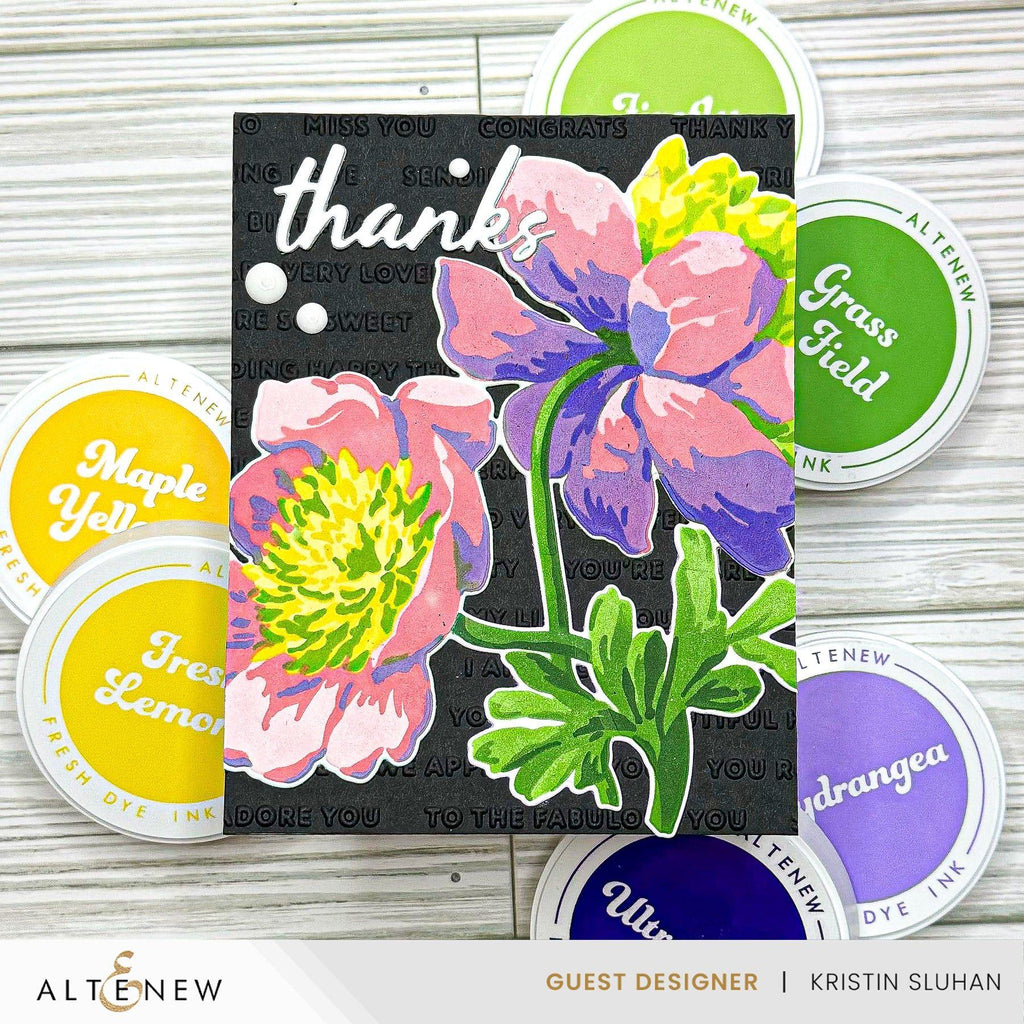 Altenew Stencil Art White Cap Peonies Add-On Die alt10229 thanks