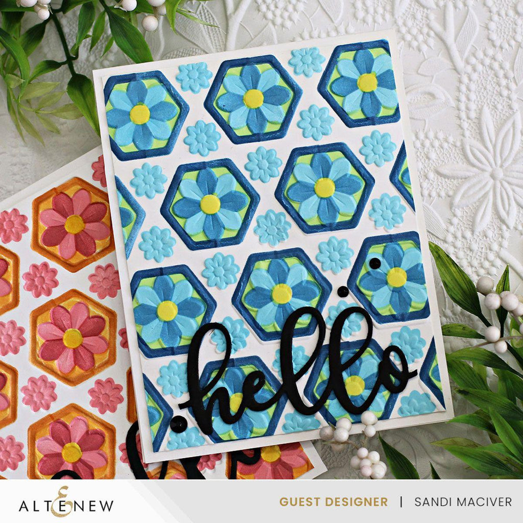 Altenew Botanical Honeycomb 3D Embossing Folder alt10173 hello