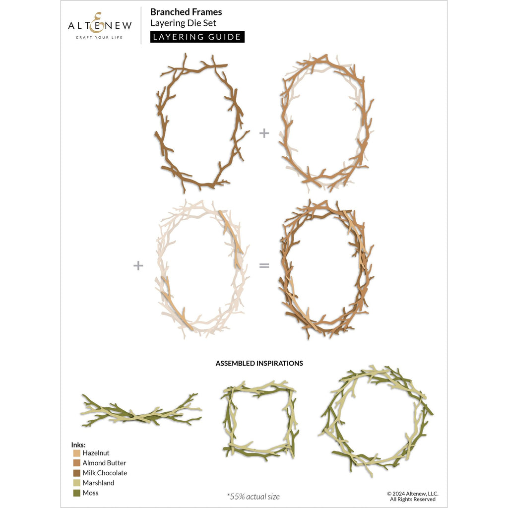 Altenew Branched Frames Dies alt10468 layering guide