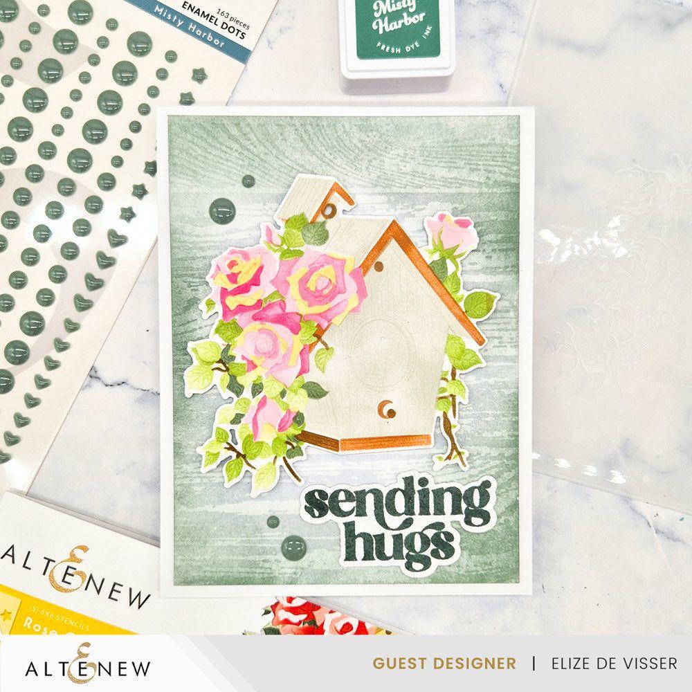 Altenew Rose Garden Birdhouse Stencils alt10244 sending hugs