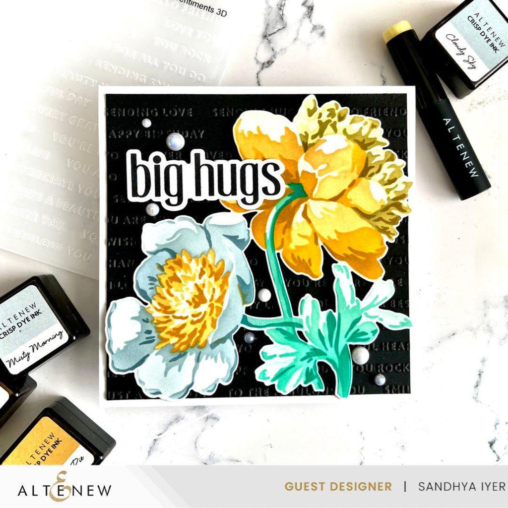 Altenew Stencil Art White Cap Peonies Add-On Die alt10229 big hugs