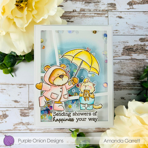 Purple Onion Designs Spring Shower Unmounted Cling Stamp pod5022 umbrella friends