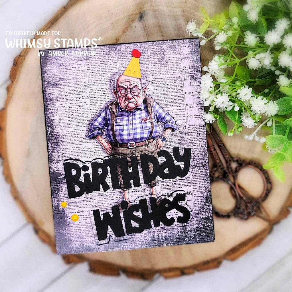 Whimsy Stamps Birthday Wishes Word Dies wsd100a grumpy birthday