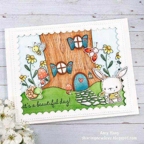 Purple Onion Designs Bloom No. 2 Cling Stamp pod1011 Amy Yang Bunny and Turtle card