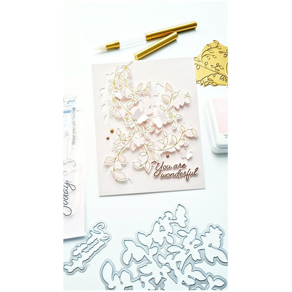 PinkFresh Studio Delicate Foliage Stencil Set 197123 Dimensional Inspiration Card | color-code:ALT02