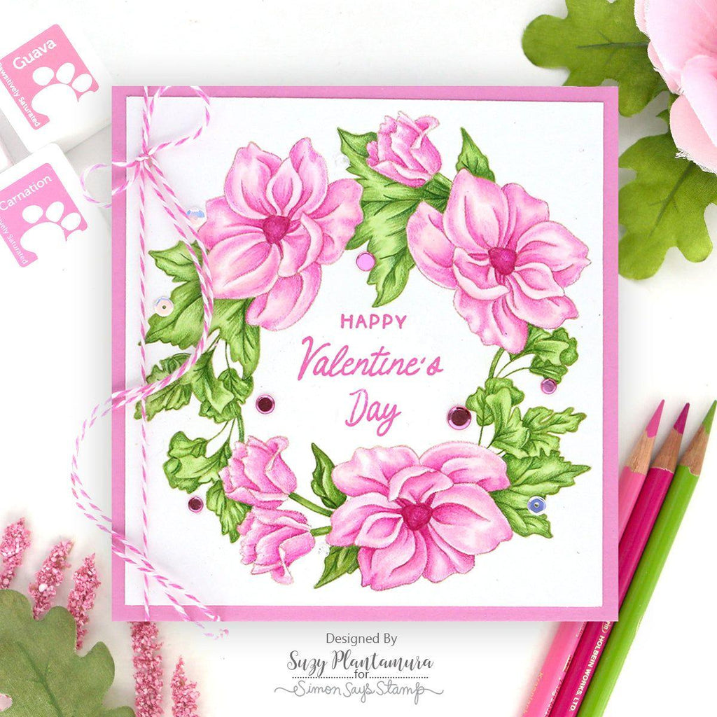 Simon Says Clear Stamp Anemone Wreath 1145ss To Love Valentine's Day Card | color-code:ALT04