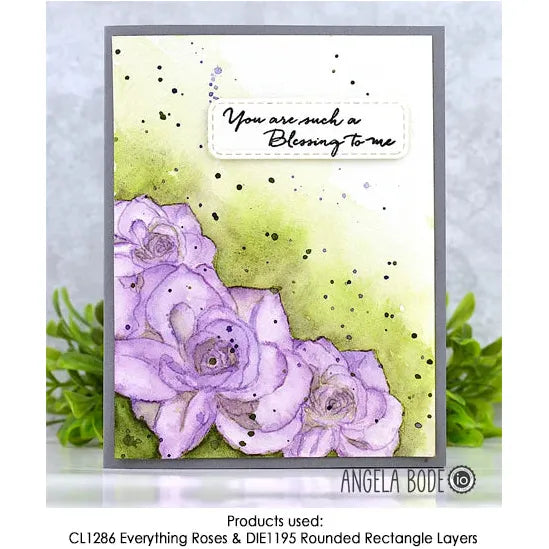 Impression Obsession Everythng Roses Clear Stamps cl1286 purple flowers