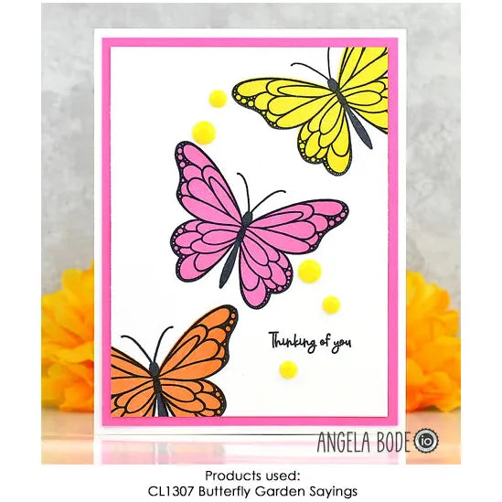 Impression Obsession Butterfly Garden Sayings Clear Stamps cs1307 thinking of you