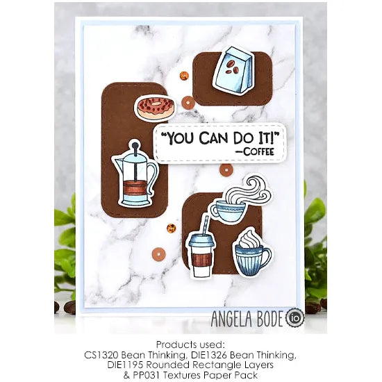 Impression Obsession Bean Thinking Clear Stamp Set cs1320 coffee and doughnuts