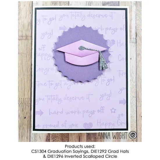 Impression Obsession Graduation Sayings Clear Stamps cs1304 purple background