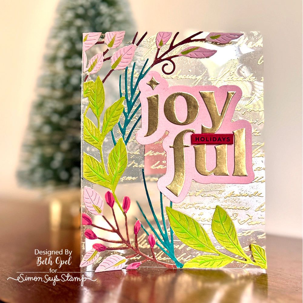 Simon Says Stamp Arching Leaf Border Wafer Dies s931 Cheering for You Christmas Card