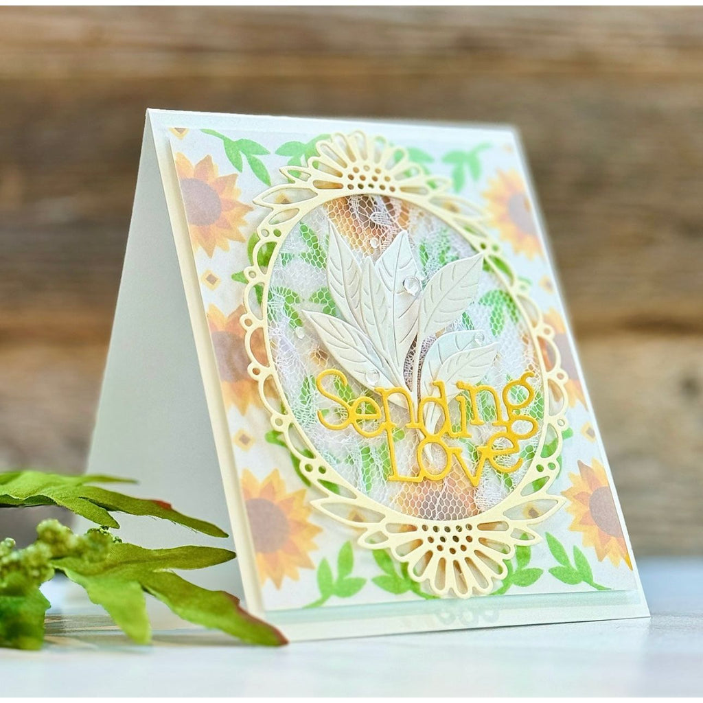 Simon Says Stamp Arching Leaf Border Wafer Dies s931 Cheering for You Sending Love Card