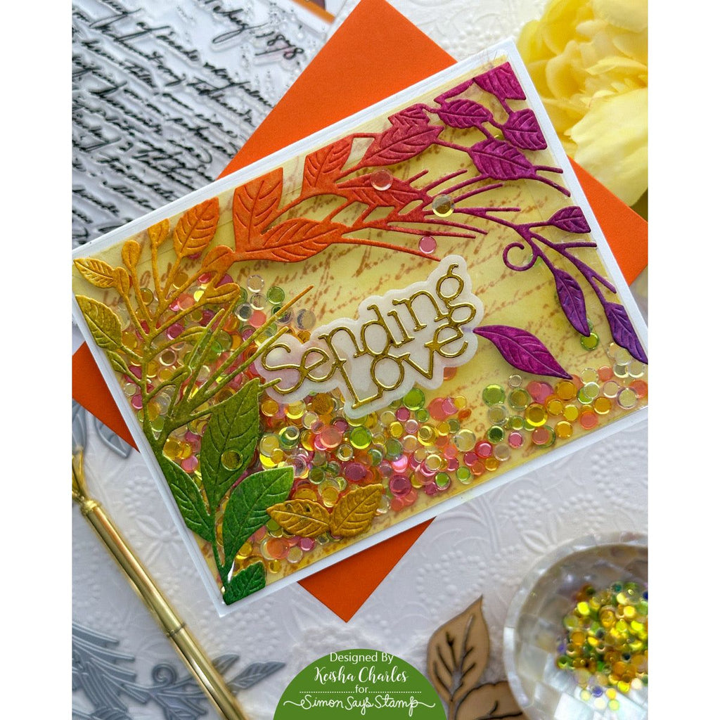 Simon Says Stamp Arching Leaf Border Wafer Dies s931 Cheering for You Sending Love Card | color-code:ALT02