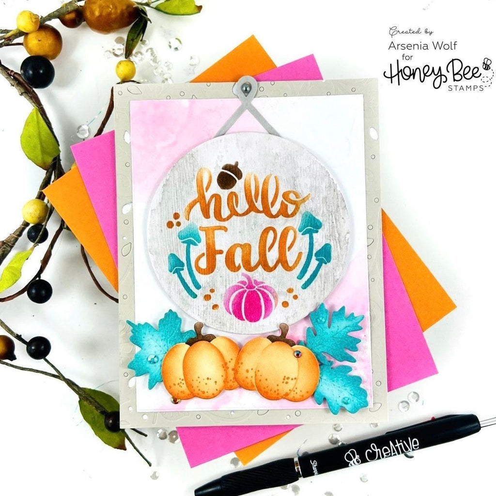 Honey Bee Lovely Layers Seasonal Signs Dies hbds-llsesn Hello Fall Card