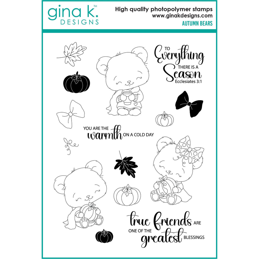 Gina K Designs Autumn Bears Clear Stamps dg05