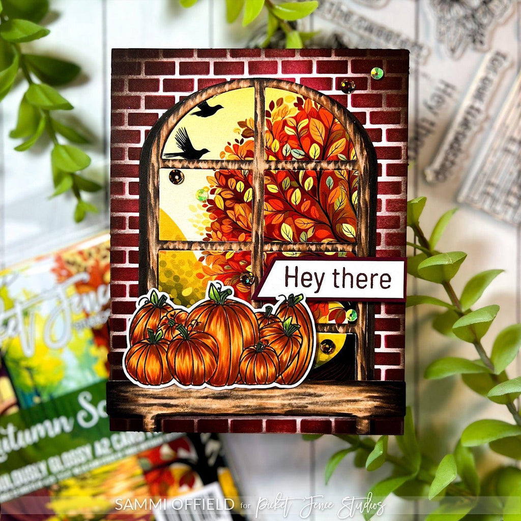 Picket Fence Studios Glossy A2 Card Fronts Autumn Scenery fg-134 pumpkins