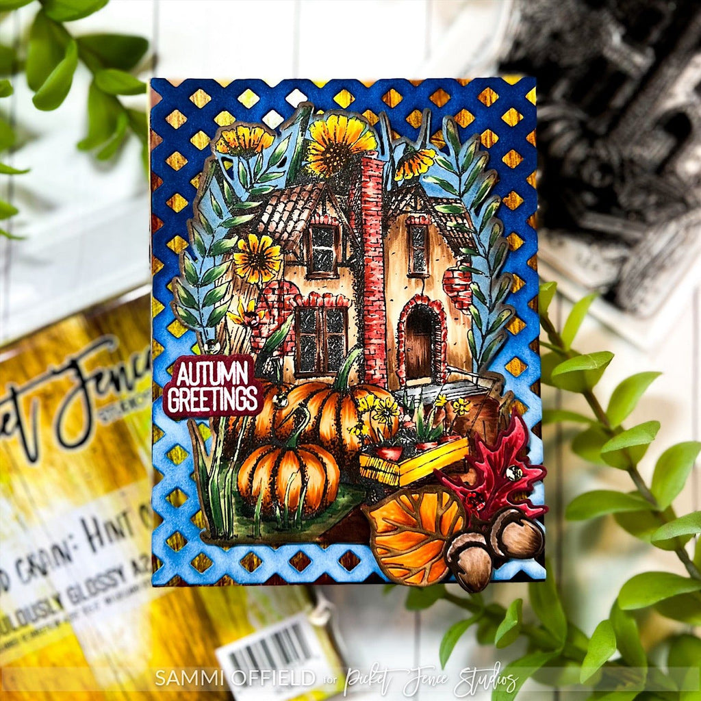 Picket Fence Studios Autumn Escape Die f-196d autumn greetings