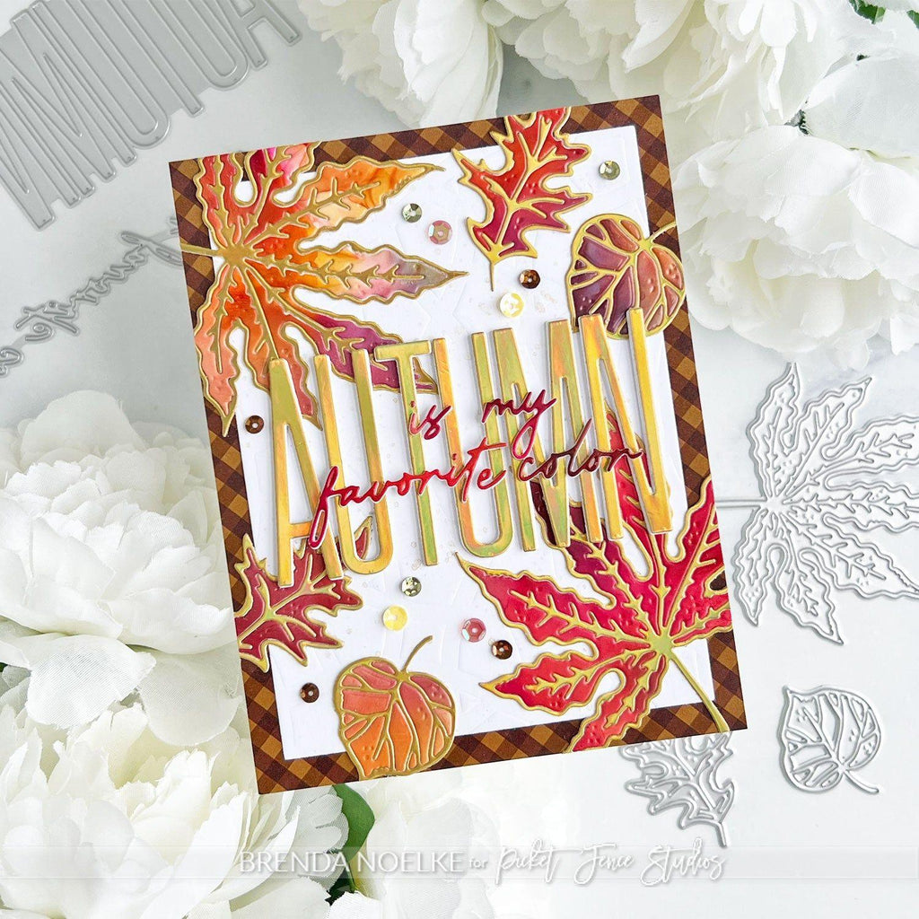 Picket Fence Studios Leaves Falling for You Clear Stamps f-195 autumn