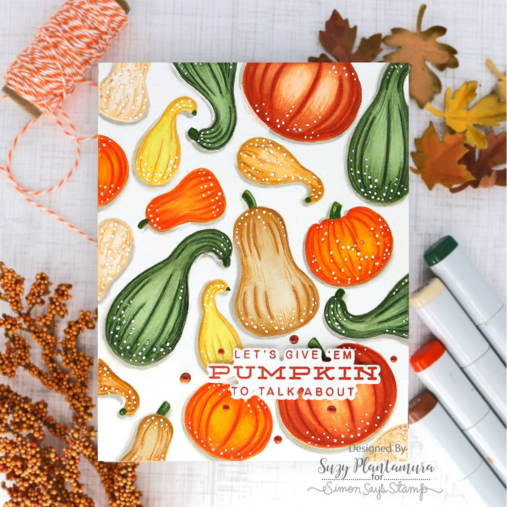 Simon Says Stamp Embossing Folder and Cutting Dies Autumn Gourds sfd465 Stamptember Fall Card