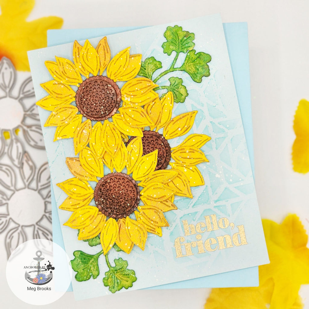 Simon Says Stamp Autumn Sunflower Wafer Dies s967 Sweet Wishes Hello Card