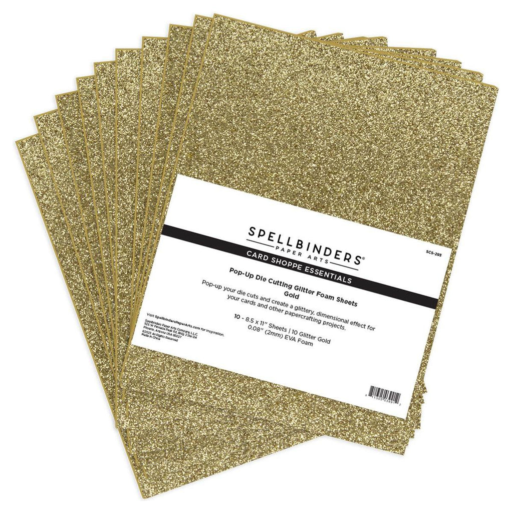 SCS-293 Spellbinders Pop-Up Die Cutting Glitter Foam Sheets Gold