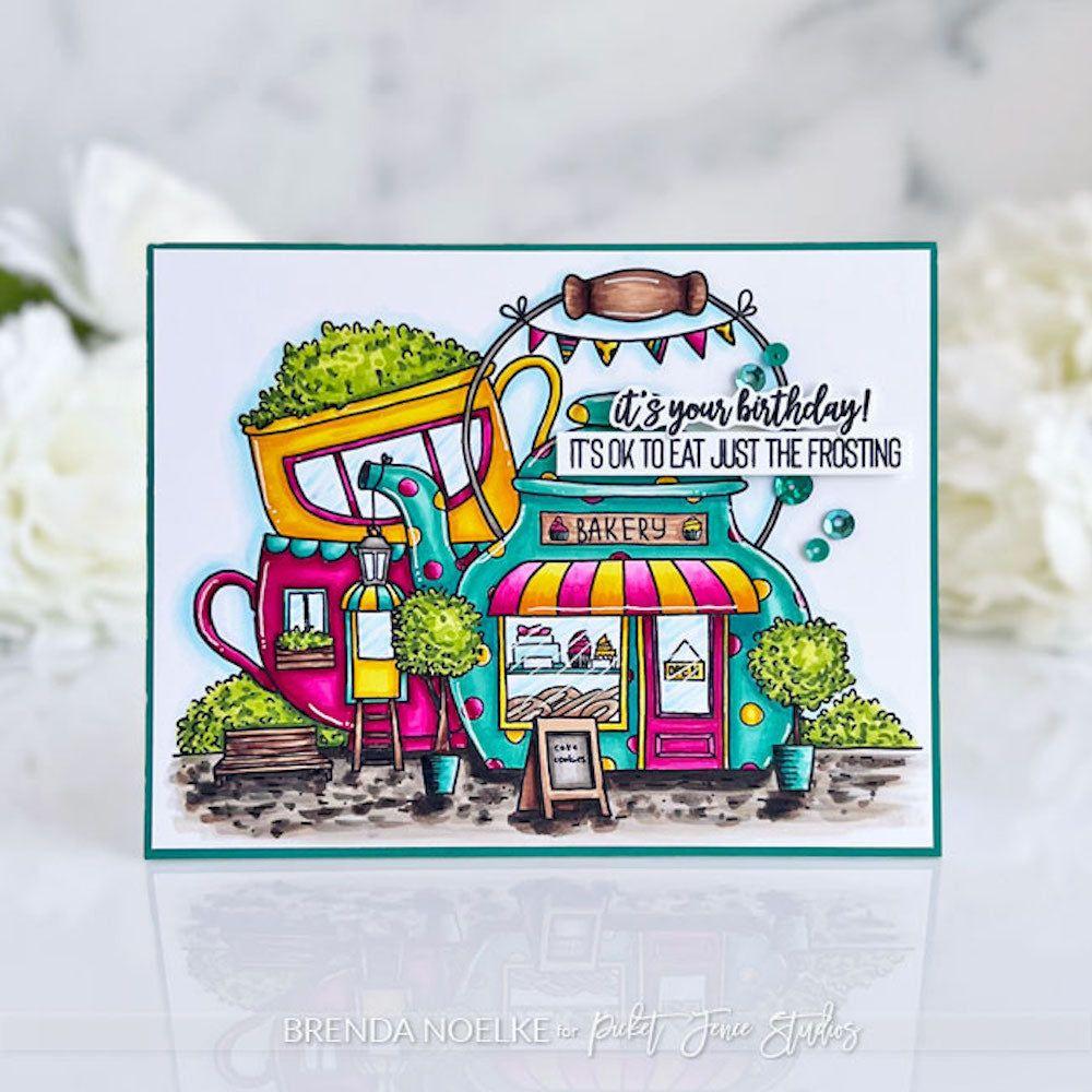 Picket Fence Studios The Bakery Clear Stamps bb-209 just the frosting birthday crad