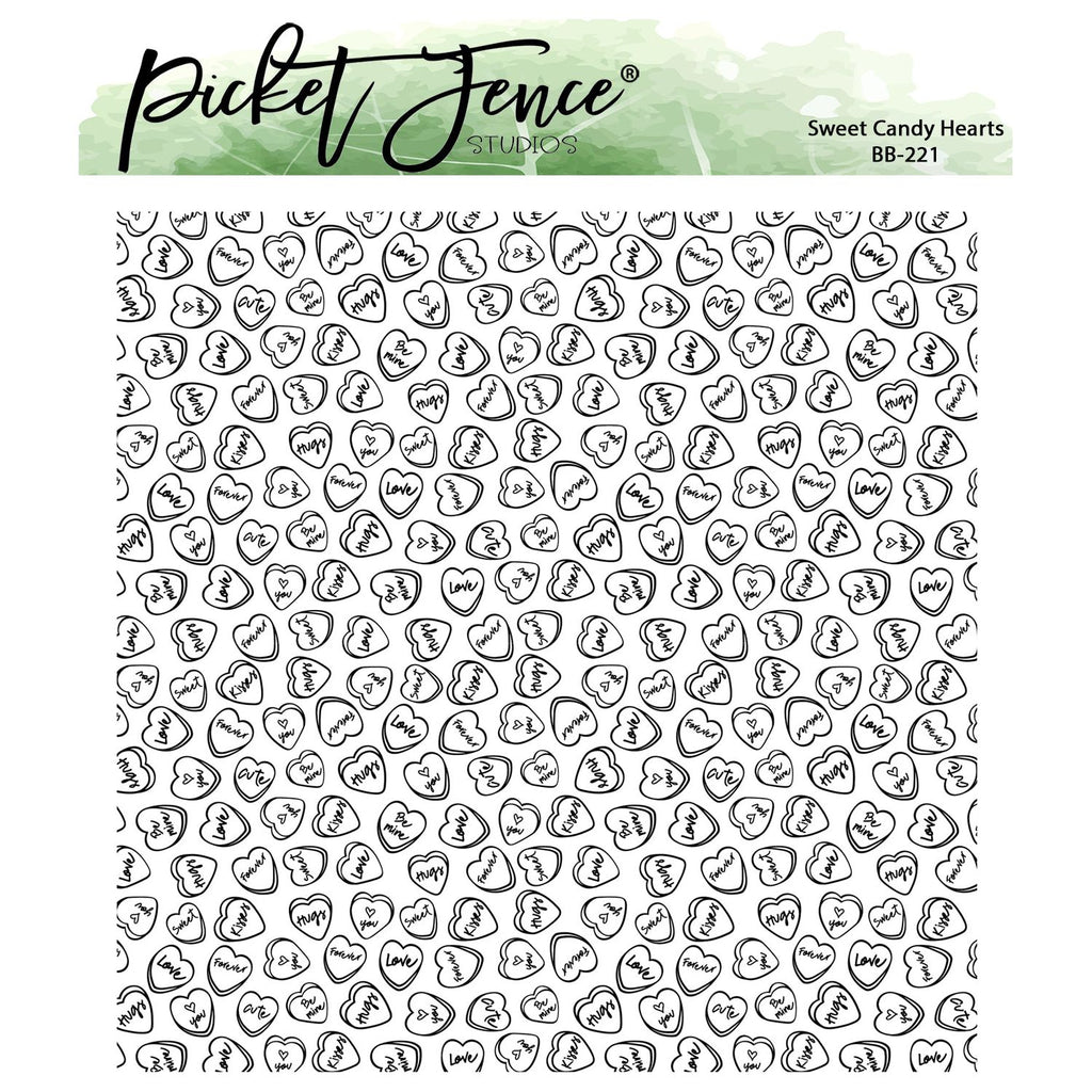 Picket Fence Studios Sweet Candy Hearts Clear Stamp bb-221