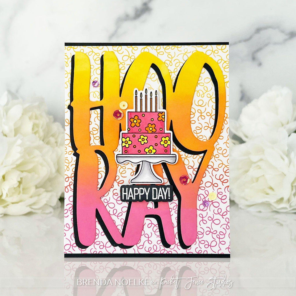 Picket Fence Studios Birthday Dance Confetti Clear Stamp bb-223 happy day