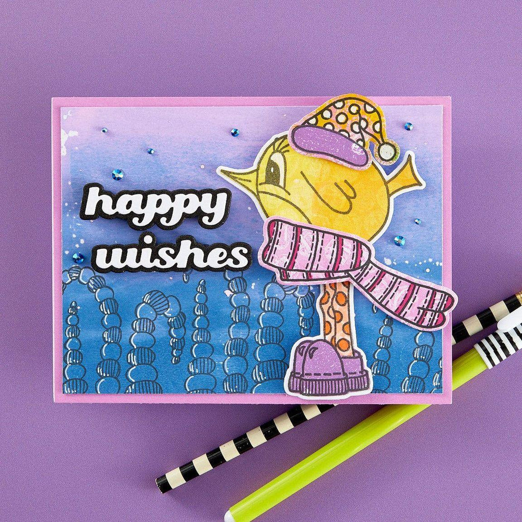 Dyan Reaveley Dylusions Robin Couture Cling Stamps dyr10009 happy wishes