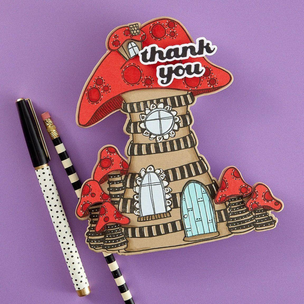 Dyan Reaveley Dylusions Toadstool Tales Cling Stamp and Die Set shroom house