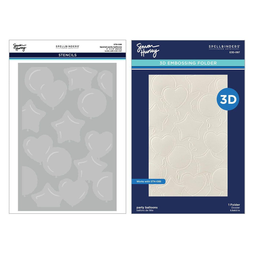 Spellbinders Party Balloons 3D Embossing Folder and Stencil Set bd-0883