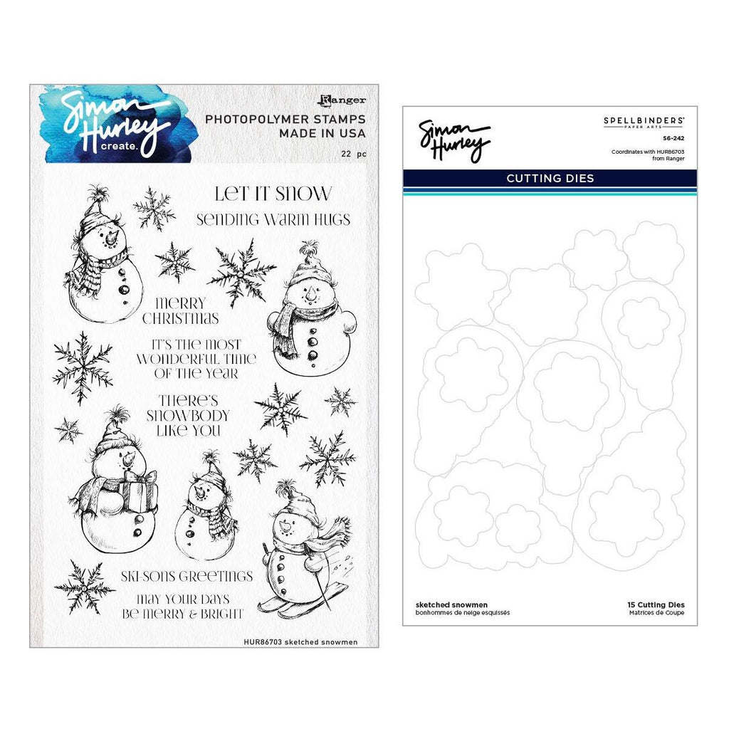 Ranger Simon Hurley Sketched Snowmen Stamp And Die Bundle image 2