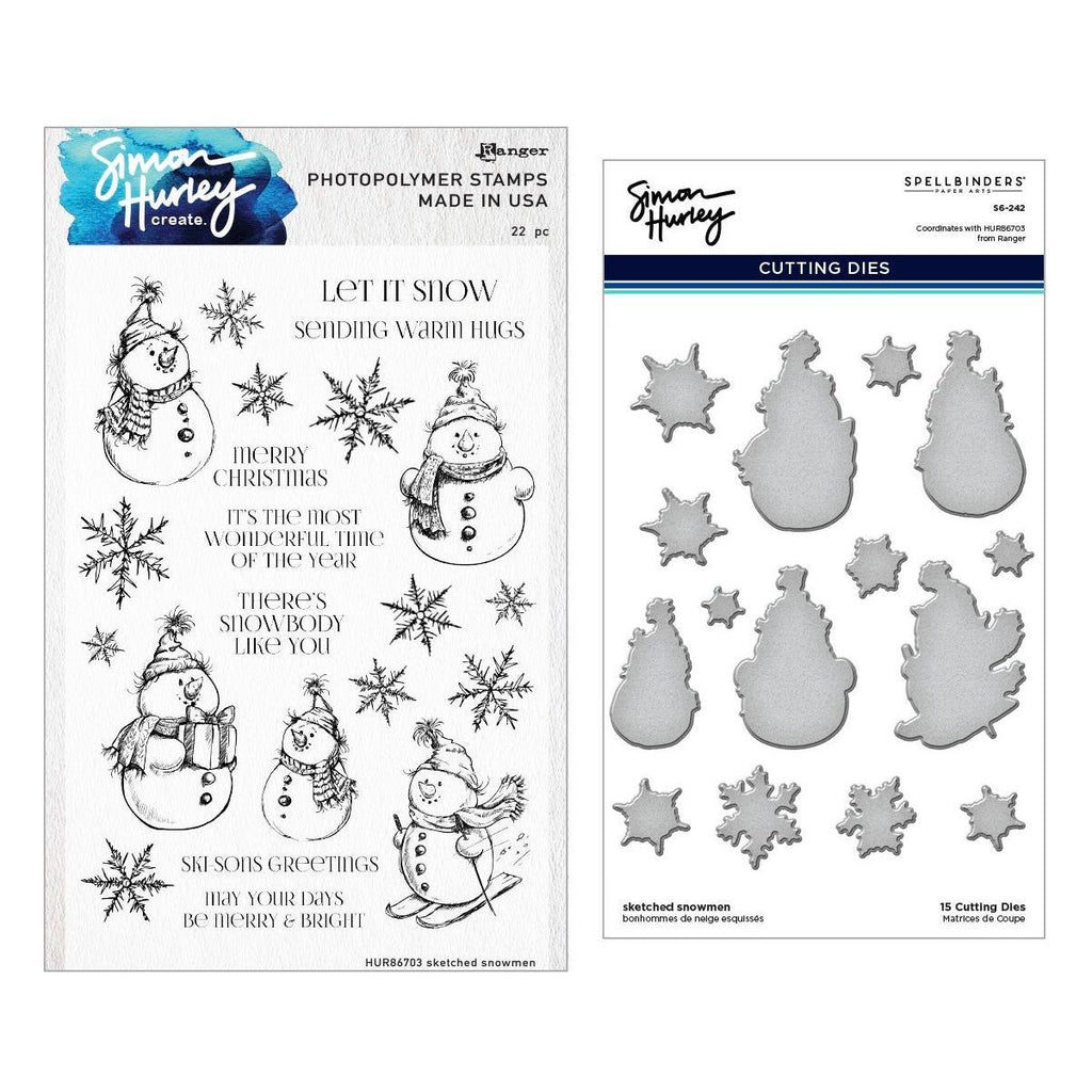 Ranger Simon Hurley Sketched Snowmen Stamp And Die Bundle