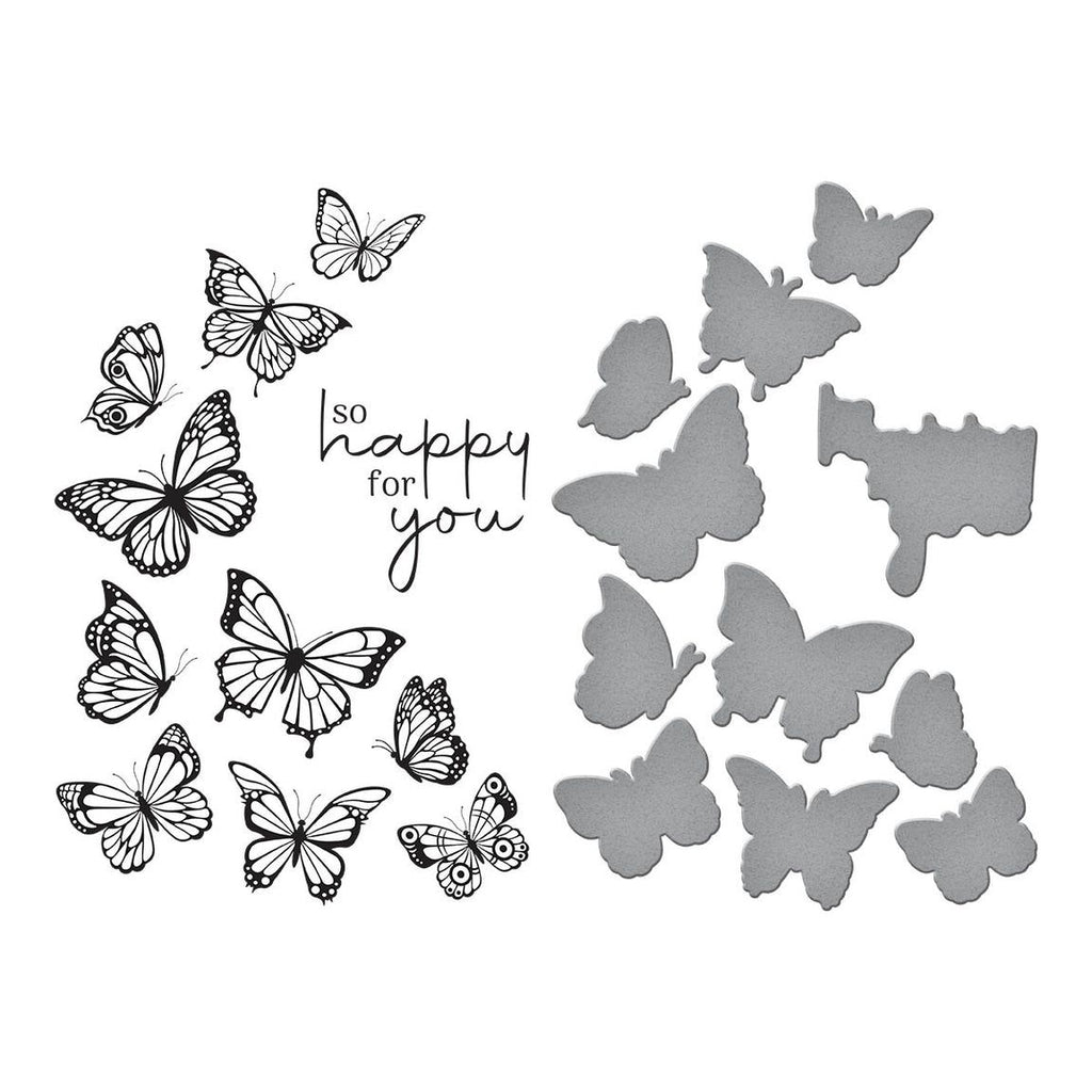 BP-031 Spellbinders Butterfly Swirl Press Plate and Die Set Happy