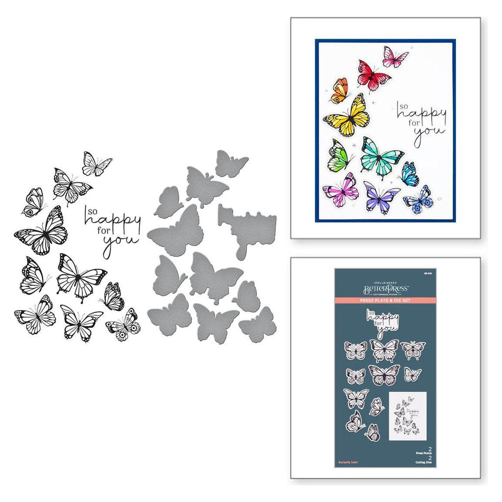 BP-031 Spellbinders Butterfly Swirl Press Plate and Die Set