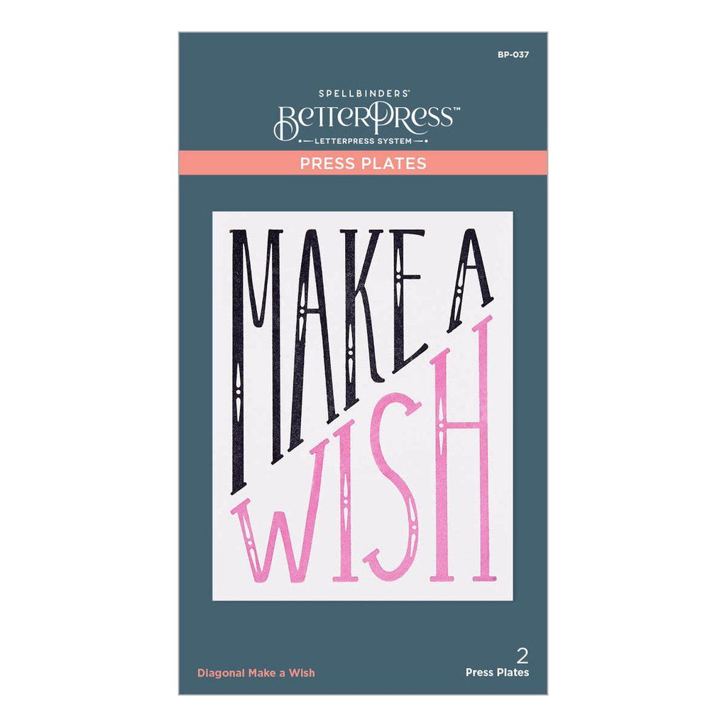 BP-037 Spellbinders Diagonal Make a Wish Press Plates Wish